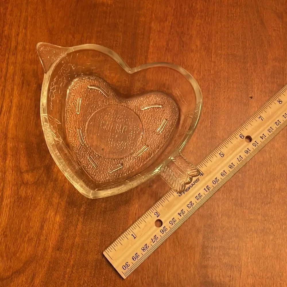 Vintage Safe-Bake USA Glass Heart Pan with Cupid & Arrow